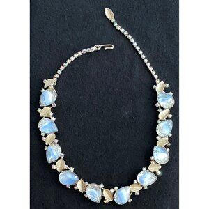 HOBE Necklace, Faceted Ice Moonstone Teardrops,Rhinestone’s. Stunning. VTG